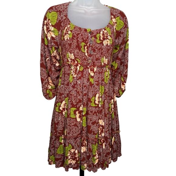 NWOT Free People Summer Picnic Printed Babydoll Mini Dress - Picture 2 of 5